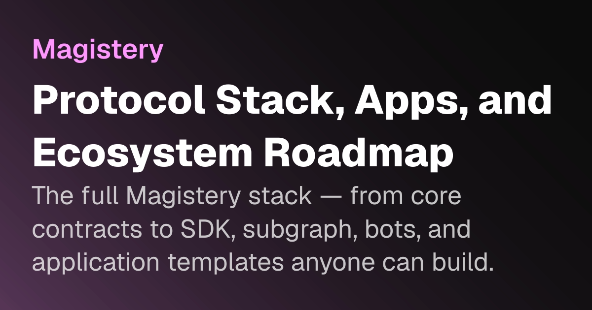 Protocol Stack, Apps, and Ecosystem Roadmap | Magistery